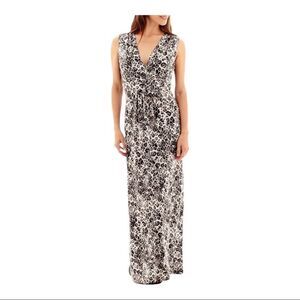 Tiana B. Black & White Sleeveless Animal-Print Maxi Dress; SZ S; NWOT
